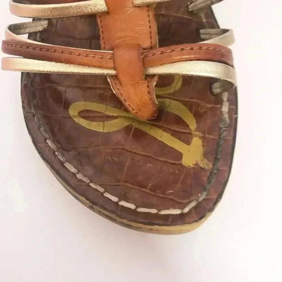 Sam Edelman Kamille Gladiator Strappy Sandals Brown and Gold Women's Size 6.5 - Picture 13 of 14